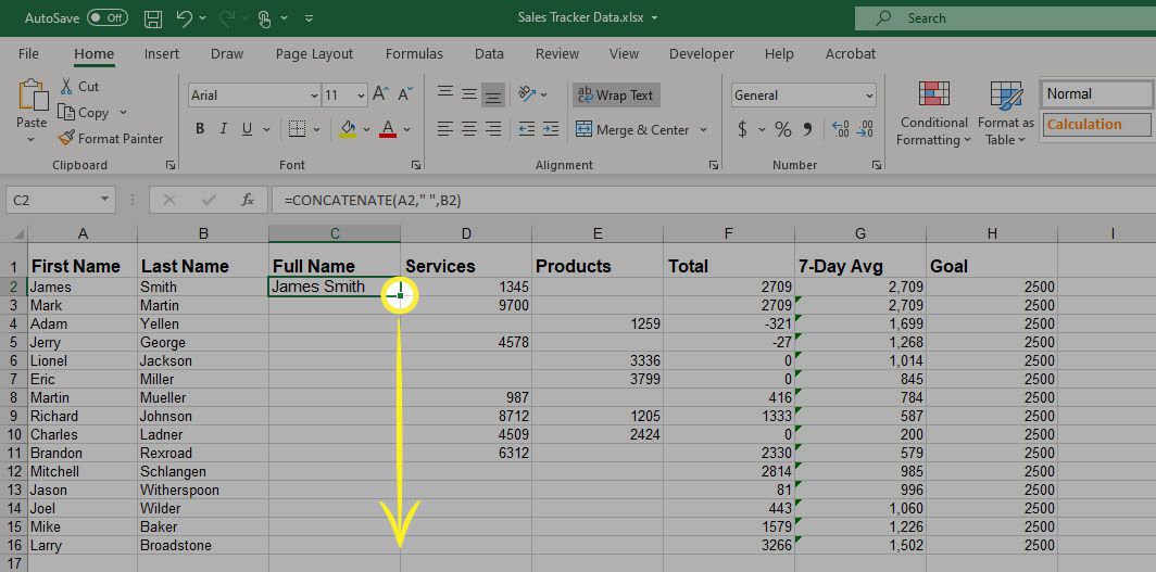 merge column b and c in excel for mac